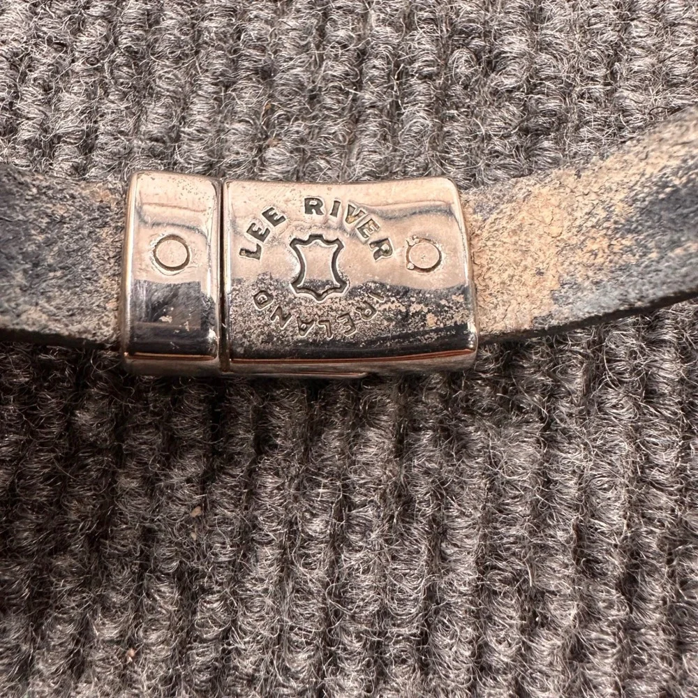 Lee River Ireland Eternal Celtic Knot Bracelet Embossed Leather Blue Modern